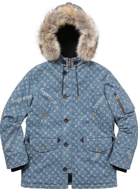 louis vuitton supreme parka denim|Supreme x Louis Vuitton Navy Blue Monogram Parka .